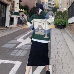 2020新款秋冬時尚韓版寬鬆慵懶考拉圓領針織毛衣