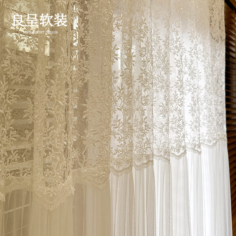花间集 法式拼接纱帘花枝纹理浪漫梦幻客厅卧室高端窗纱