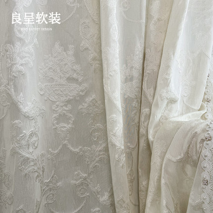 洛可可窗纱 法式美式奶油高端定制纱帘别墅客厅卧室落地窗半遮光