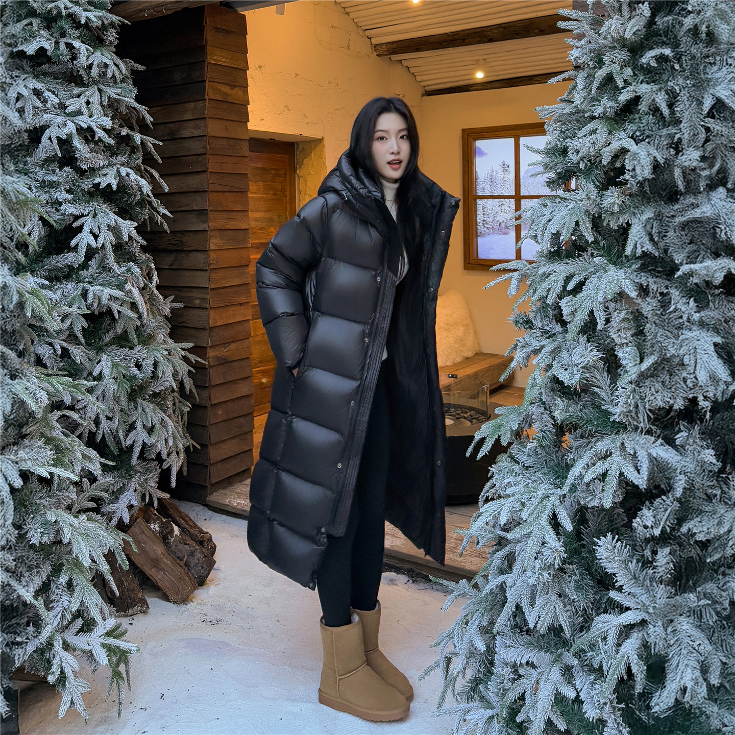 黑金鹅绒长款羽绒服女东北哈尔滨极寒防寒零下40度加厚过膝外套男