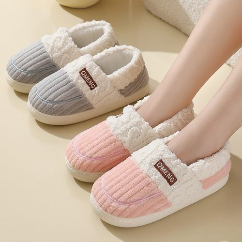 棉拖鞋女冬季包跟加绒加厚底居家用保暖外穿防滑毛绒情侣棉鞋男士