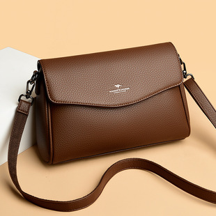 香港真皮女包头层牛皮斜挎包专柜正品2025新款妈妈包高级感大容量