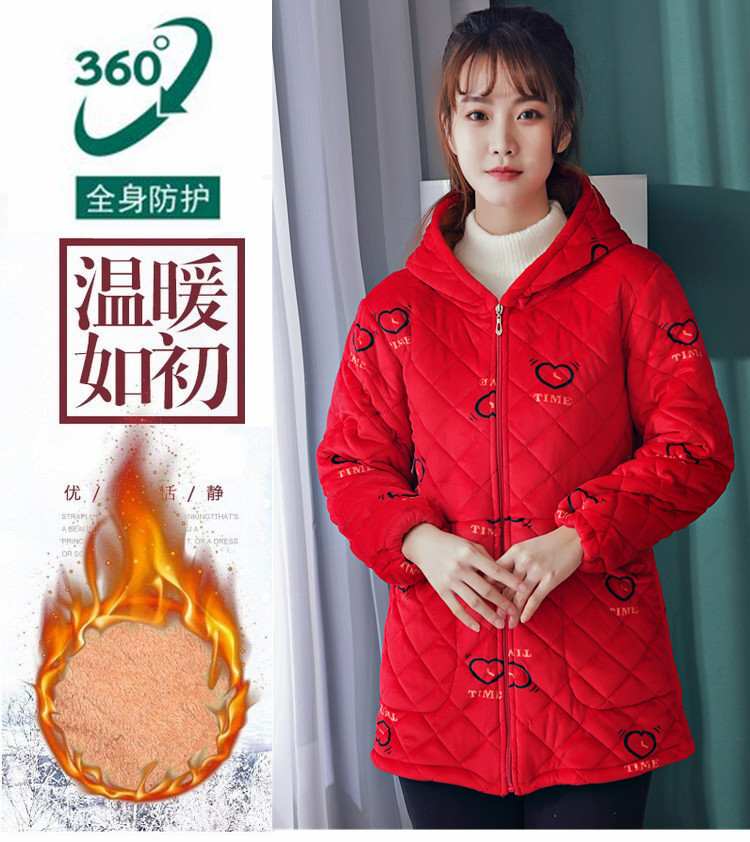 秋冬成人羽绒服加厚罩衣长袖拉链韩版加绒围裙工作服防油污中长款