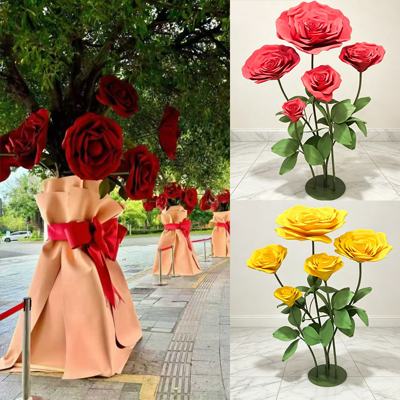 巨型仿真玫瑰花diy婚庆装饰绢花仿真花束婚礼布置浪漫花艺