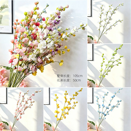 新品仿真花4叉紫罗兰婚庆绢花假花排花路引花室内插花摆放打底花