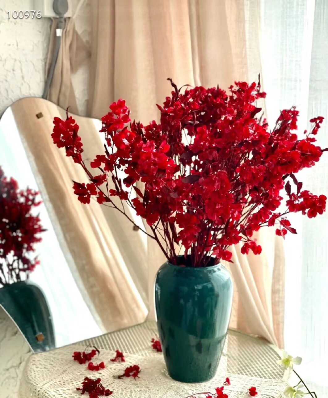 迎客豆蝴蝶花干花永生花年宵花过年节日红色喜庆客厅装饰插花真花