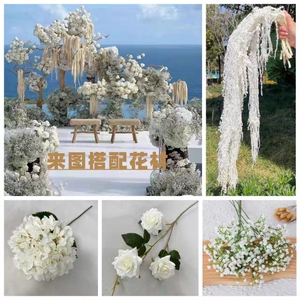 白色仿真婚礼花艺花材婚庆布置花假花装饰花路花拱门花迎宾花艺3
