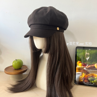 搭配加分~版型hin好！时髦单品高级感绒面金标复古八角帽女报童帽