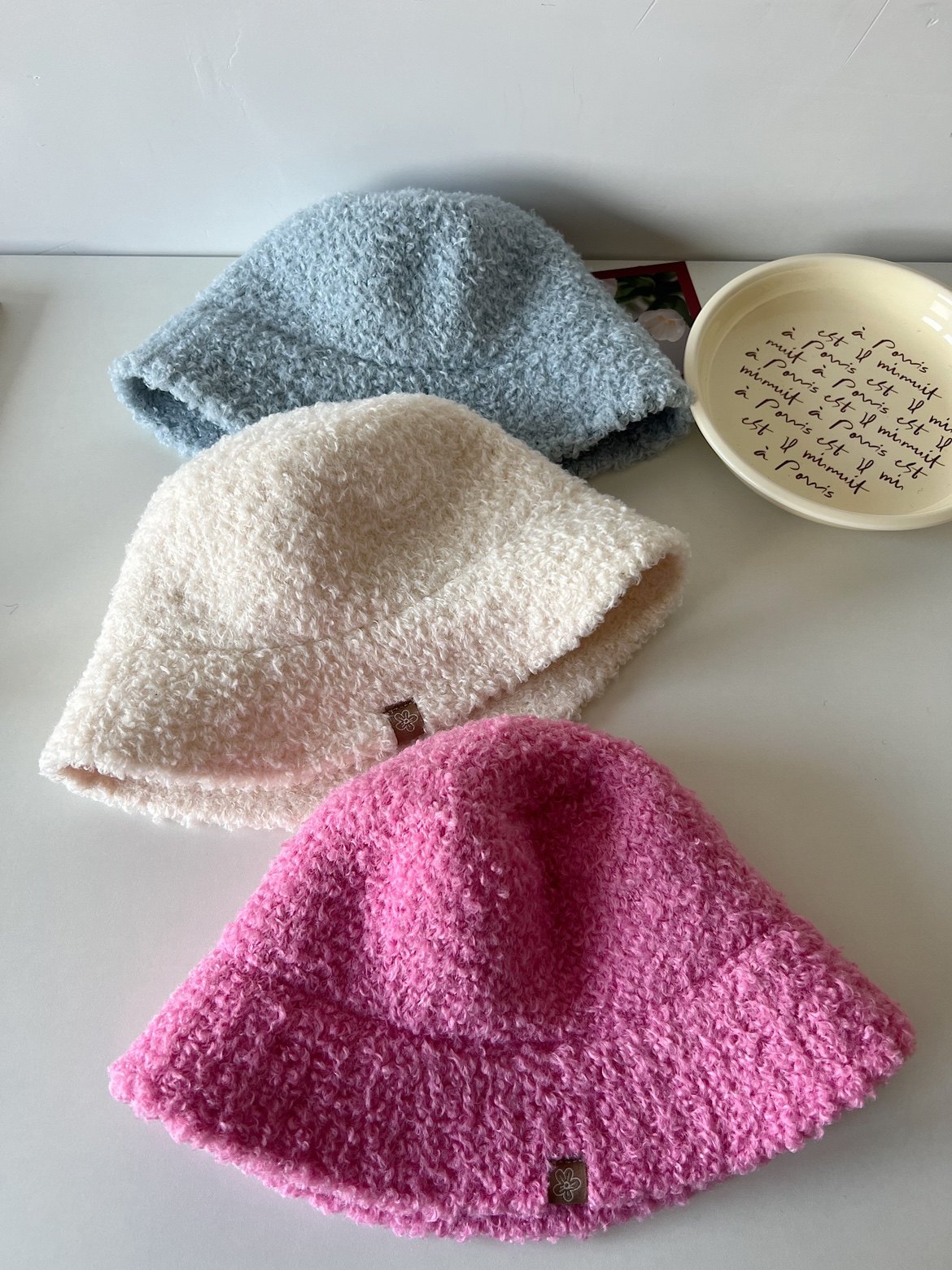 好爱baby蓝！基础糖果色系羊羔毛渔夫帽子女复古百搭秋冬保暖盆帽