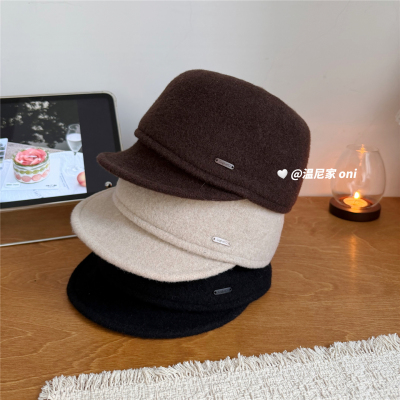 高知感~羊毛千金小标气质马术帽小众设计网红骑士鸭舌帽礼帽潮