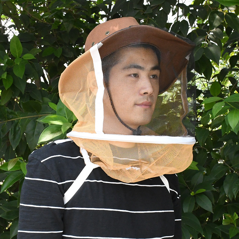牛仔防蜂帽透气防蜂防蚊虫养蜂帽子防火面网蜜蜂硬顶户外防护帽子