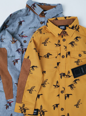 新款外贸单全棉轻磨毛男童长袖衬衫 数码印花衬衫