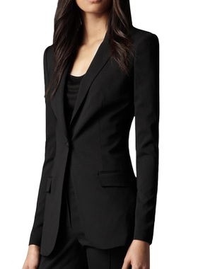 修身款中长小西装春秋上衣外套女