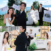 2026韩式 婚纱照外景拍照道具英文字母背景布T形字母板子插花画架