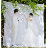 婚纱照外景旅拍道具宽幅白色背景布小清新diy粘花背景布粘花头纱