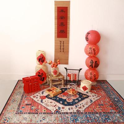 新年全家福拍照道具印花地毯灯笼