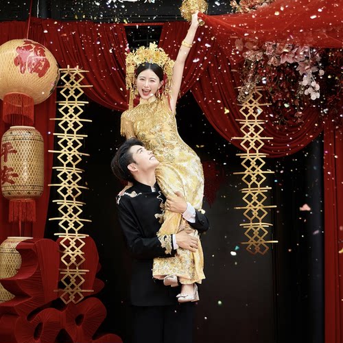 中式喜嫁婚纱照道具鎏金喜字长条