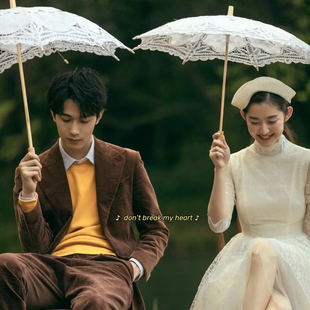 法式婚纱摄影道具外景街拍旅拍照相新娘婚礼刺绣蕾丝伞太阳伞洋伞