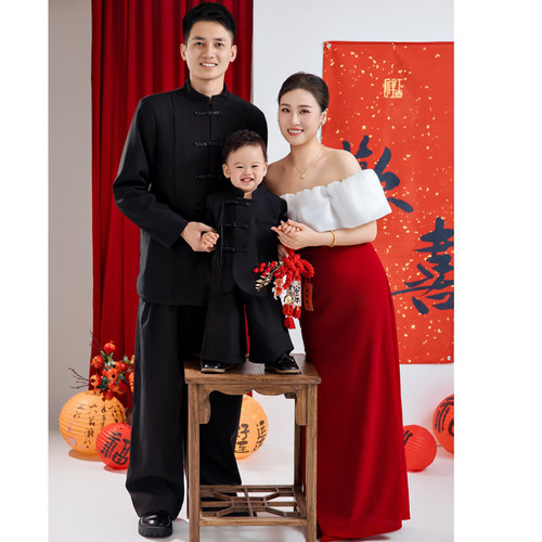 新年全家福拍照道具欢喜背景布