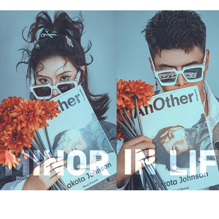 时尚大牌街拍白色方形墨镜婚纱旅拍装饰大框复古太阳镜个性宽边