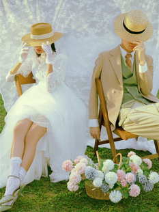 创意街拍春季外景拍照道具花影楼旅拍婚纱摄影拍照道具遮阳帽礼帽