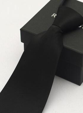 romguest 方便拉链领带 男正装商务易拉得领带 10cm纯黑色懒人带