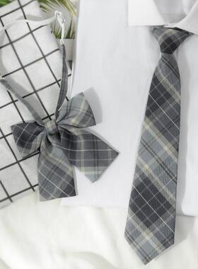 灰色领带男女情侣套装衬衫装饰懒人免打学生学院风日系jk领结配饰