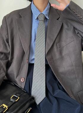 MIMI灰色条纹领带女手打款复古搭配衬衣百搭休闲学院风学生拍照红