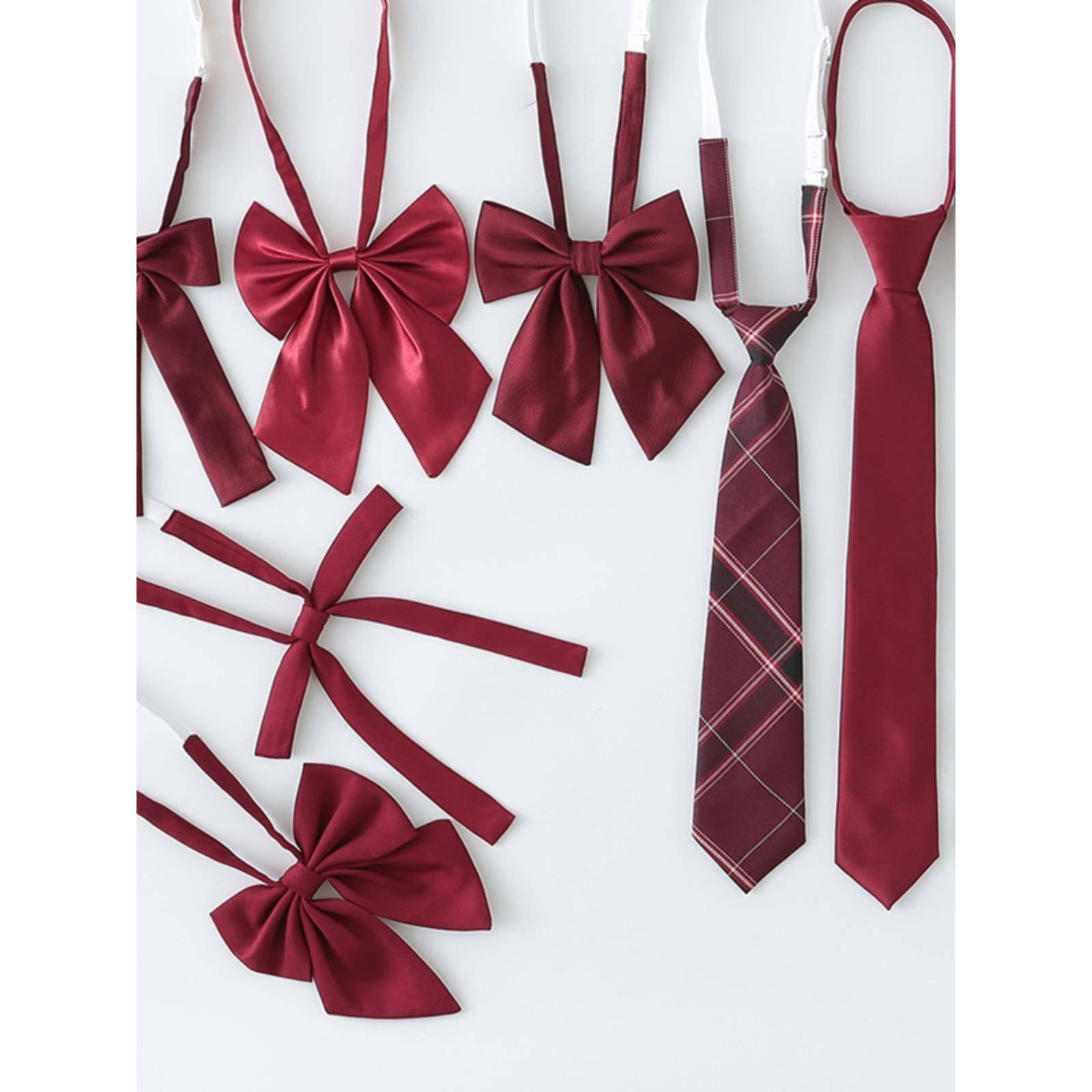 赤绀金红色条纹懒人免打日系学院风领带女毕业照棕色男学士服领结