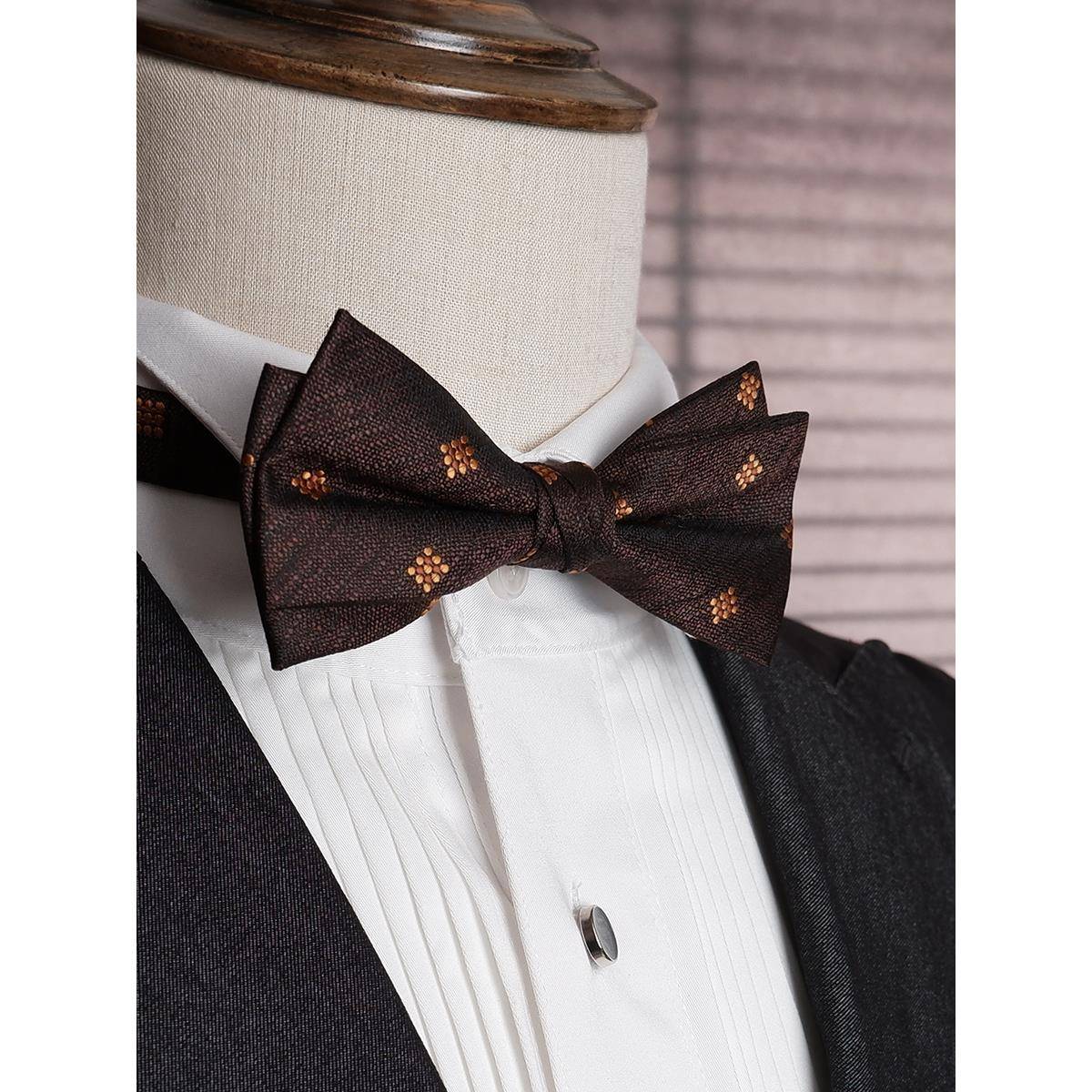 Link In双层领结男意式复古煲呔巧克力棕正装方点新郎晚宴蝴蝶结