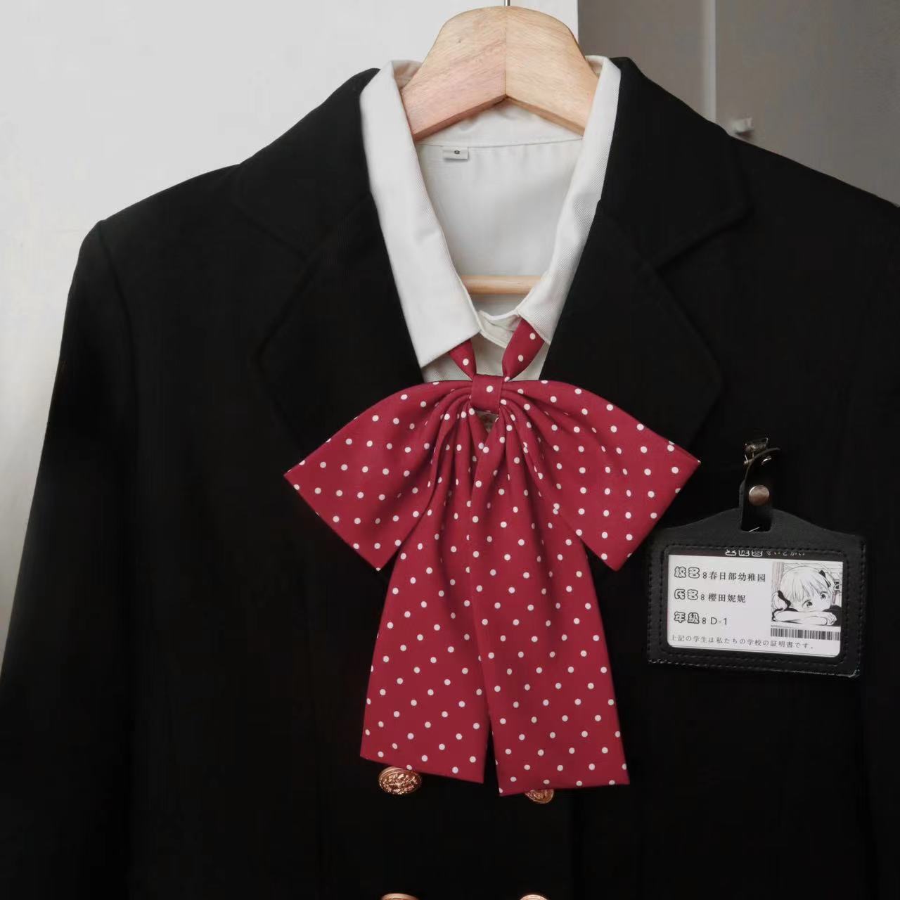 club 新品波点长柄领结免打直条巾校供感学生jk制服领带小物