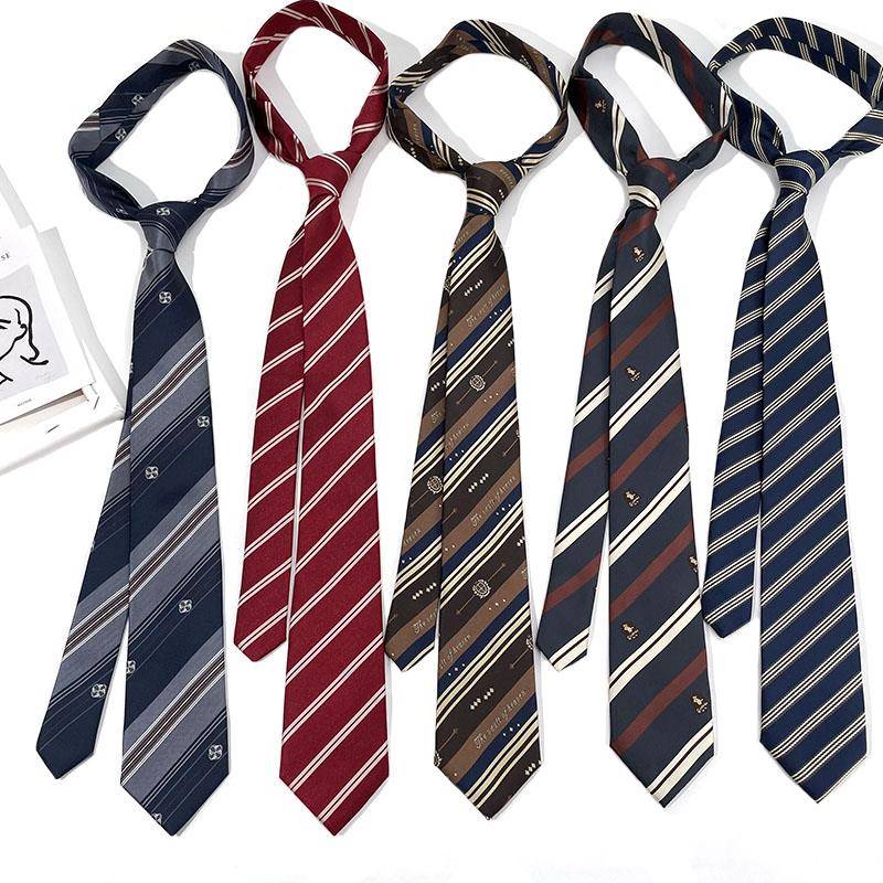 HOW条纹JK学院风涤纶丝手打长款格子暗红藏青男女7cm衬衣领带