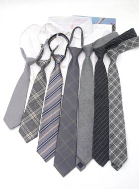 jk黑色灰色领带衬衫装饰日系学院风懒人免打领结女款学生男手打