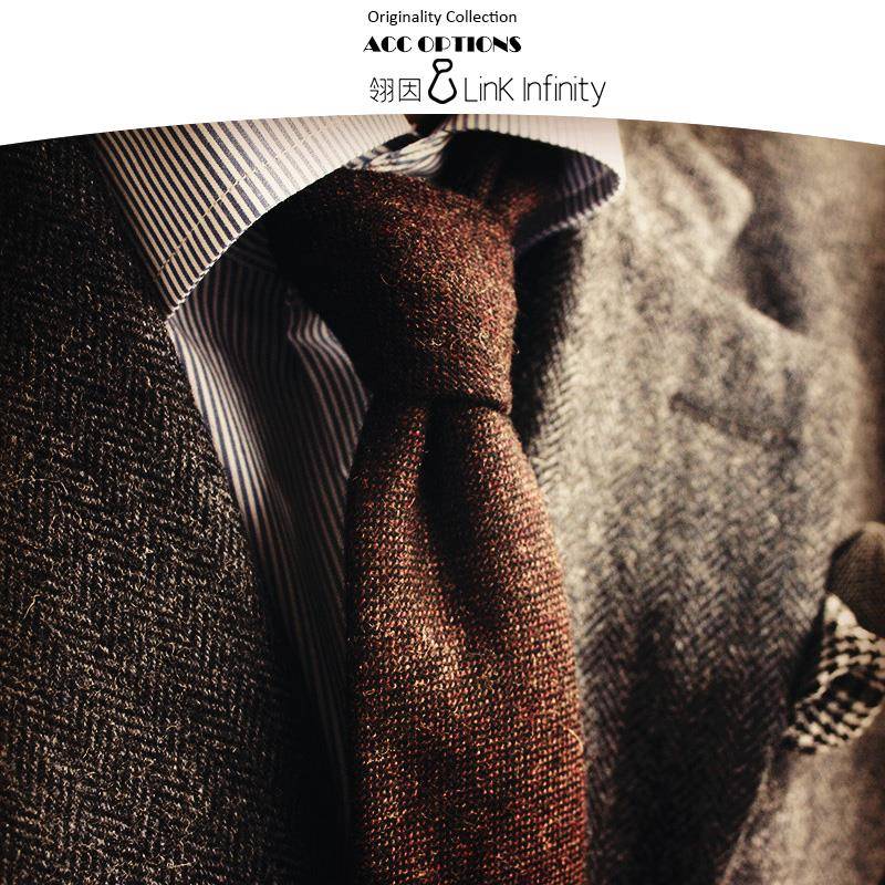 Link In男士羊毛6CM窄版领带休闲英伦复古学院风高档正装典藏呢子