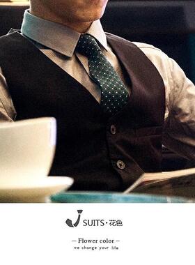 6公分墨绿色提花 领带套装 西服复古休闲小领带窄版领带