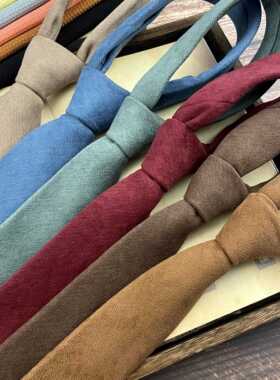 复古经典纯色绿色咖啡焦糖色领带7CM男女韩版休闲百搭学院风文艺