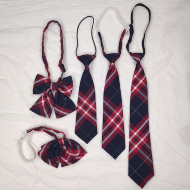 男女学生制服装饰套装红色JK蝴蝶结领结领花领带懒人免打DK格