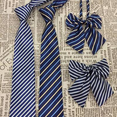 男女士红黄蓝白色条纹工装领带领花套装职业正装银行酒店4S店8CM