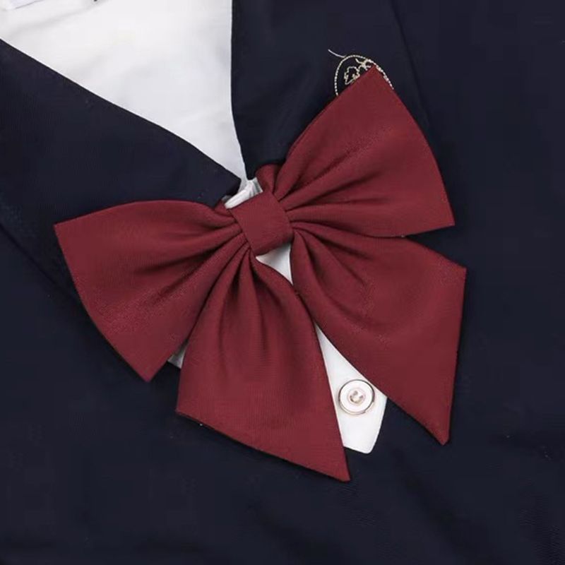 【羽根酒红色】基础款jk制服赤色领结衬衫女蝴蝶结纯色校供感