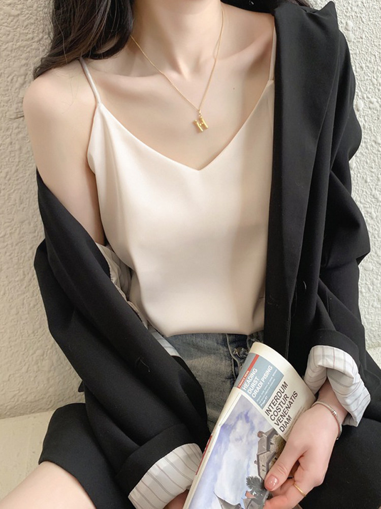 西装内搭设计感简约吊带背心图片