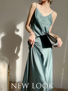 高级感搭高个子女生打底裙 连衣裙新款 白色吊带裙绿色内衬大码 女装