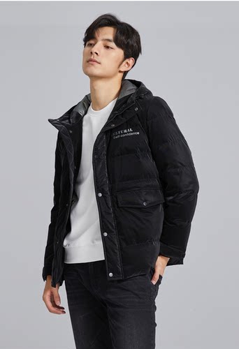 21DBR1021Y利家新款正品男装冬季保暖黑色新款休闲商务时尚羽绒服