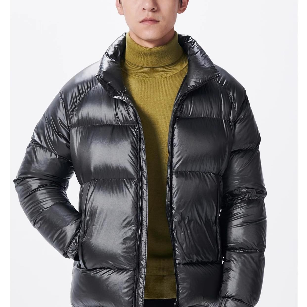 23DRF0092A利家新款鹅绒面包服男士冬季立领光泽感时尚保暖羽绒服