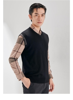22DMJ3011S利家新款休闲商务男装秋冬款羊毛马甲背心V领百搭