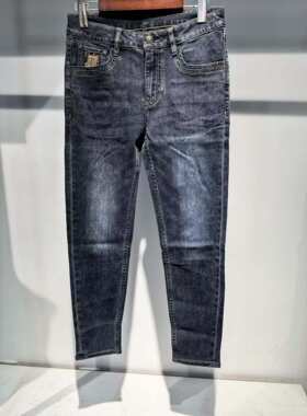 23QNZ10201利家男装新品秋款休闲牛仔裤低腰窄脚弹力九分裤