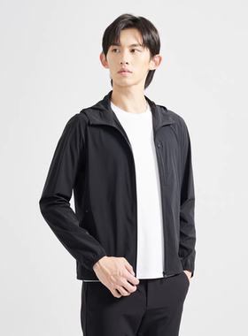 Q4XKF0031Y利家夏季新款男装黑色连帽夹克外套上衣防晒衣