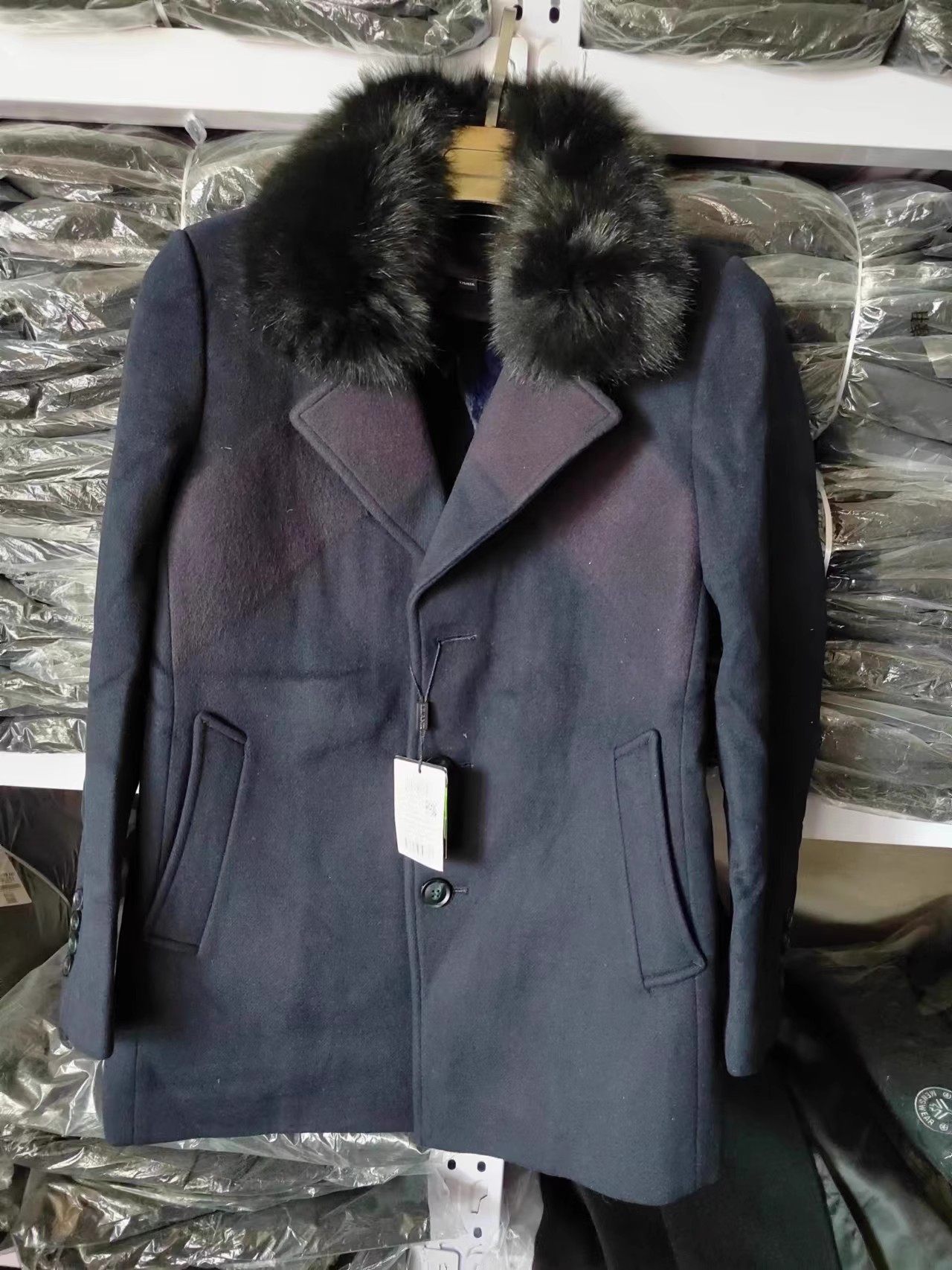 5DNK0081Y 084Y利家冬季男装羊毛中长款可拆卸内胆尼克服翻领大衣