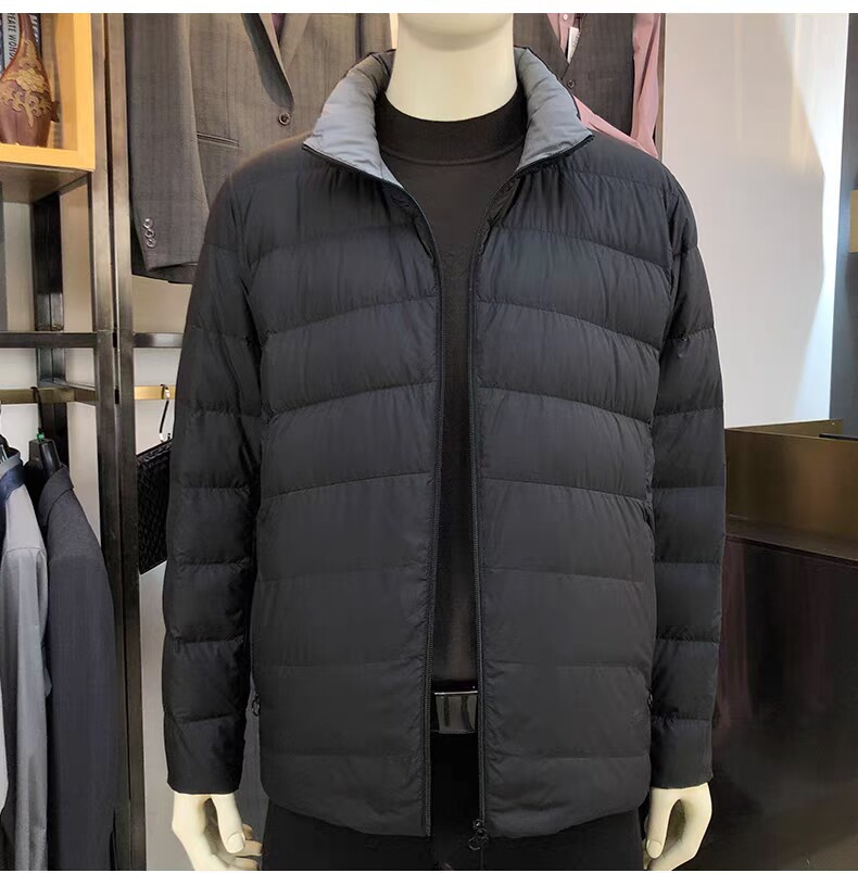 23DBR利家新款冬季男士短立领轻薄双面羽绒服保暖防寒外套