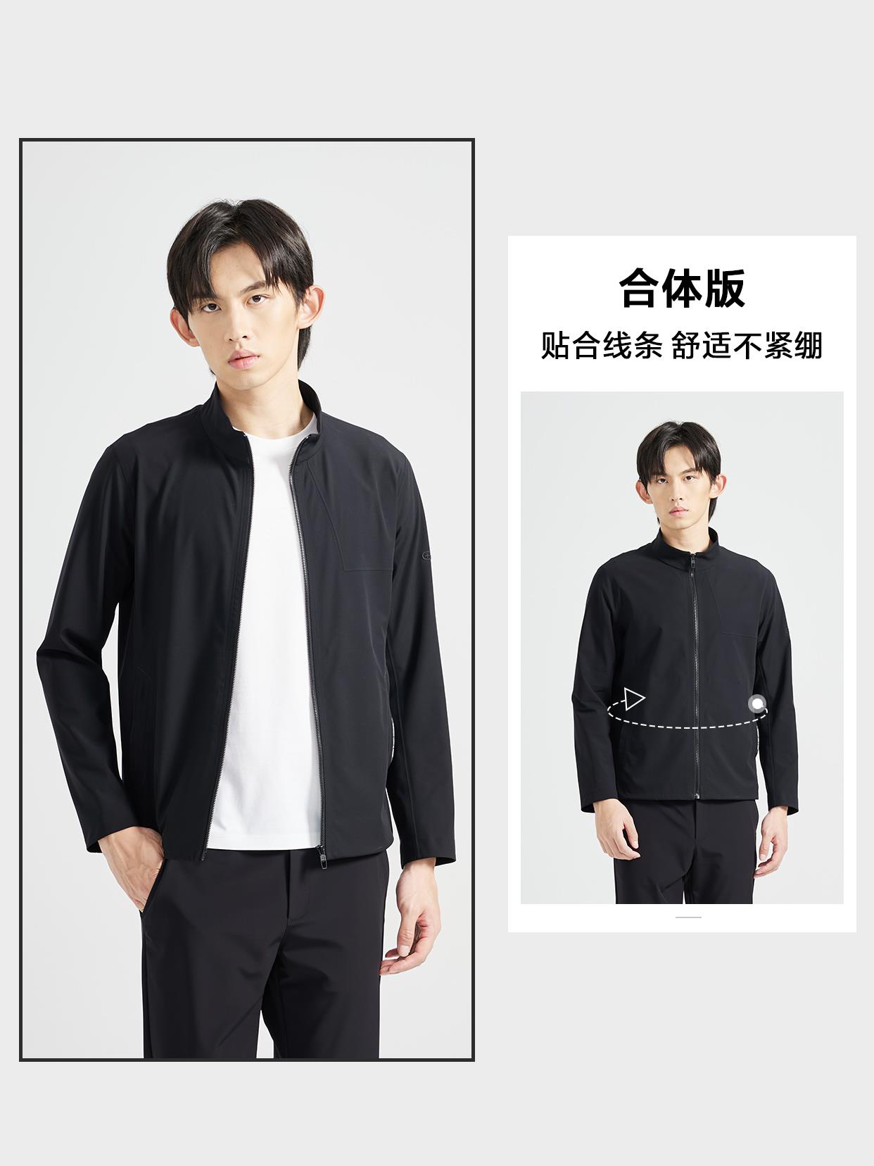 Q4CFY0012Y利家休闲男装春款立领拉链商务通勤绅士舒适风衣外套图片