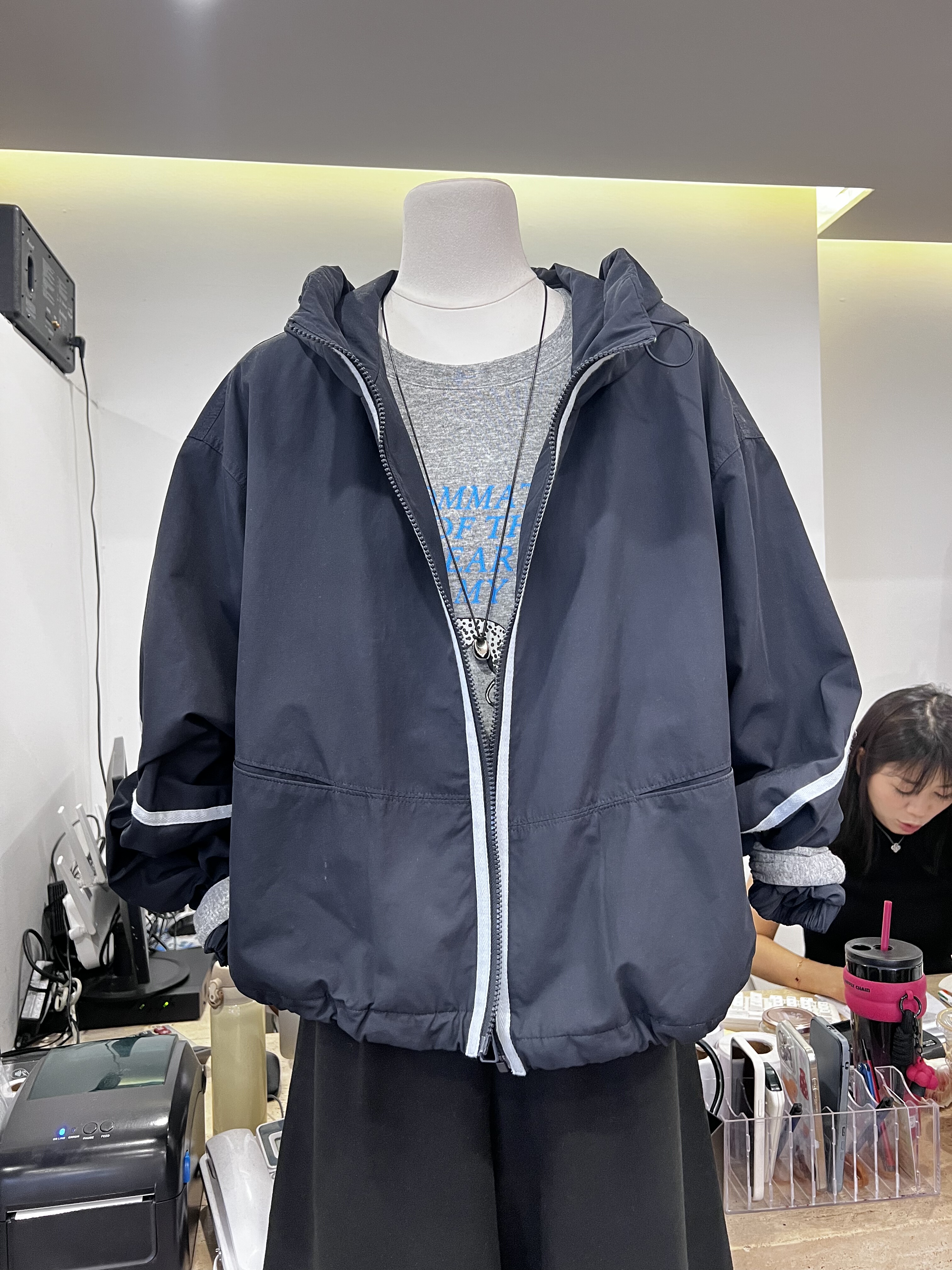 2025秋冬新款韩版宽松休闲百搭连帽冲锋衣外套女短款上衣棉服外套